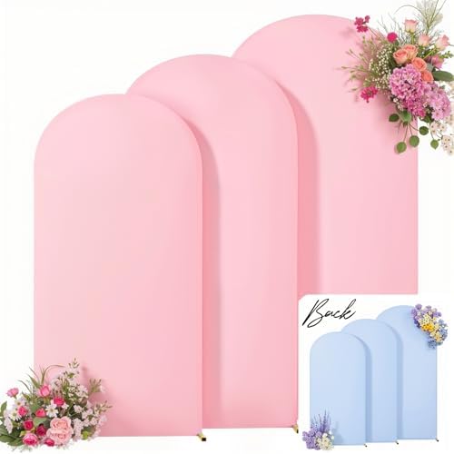 Pink and Blue Arch Backdrop Cover 7.2FT 6.6FT 6FT Arch Covers Stretchy Backdrop Set of 3, Gender Reveal Arch Cover Spandex Fitted Fabric Arch Covers for Boy or Girl Party Birthday Baby Shower Decor by Tao-GePartyDecorations