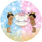 Polyester Diameter 7ft Round Gender Reveal Backdrop Blue Pink Cute Castle Background for Photography Boy or Girl Mommy Pregnancy Surprise Party Decor Supplies Photo Booth Props - Image 2