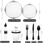 Hioasis 175 Pcs Clear Black Plates for Party - Image 2