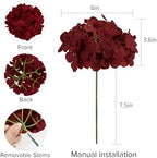 Auihiay 204Pcs Burgundy Hydrangea Artificial Flowers Bulk, Silk Hydrangeas - Image 4