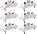 FINDYOU 6 Pack White Table Cloth Rectangle Table 60 x 102 Inch Tablecloths for 6 Foot Rectangle Tables. Stain and Winkle Resistant Polyester Washable White TableCloths for Parties Wedding Dining by TableClothAndTableRunner