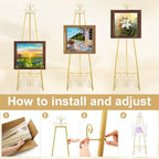 2 Pack Gold Wedding Easel Stand 57'' Display Stand, Classic - Image 3