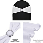 50pcs White Spandex Chair Sashes with Buckle for Wedding Party Banquet Birthday Anniversary Ceremony Reception Celebration Decoration Elastic Stretchable Chair Cover Bow Ribbons - Image 2