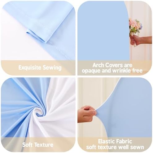 White Blue Arch Covers 7.2FT 6FT Set of 2 Backdrop Covers Stretchy Spandex Baby Shower Arch Cover for Wedding Birthday Graduation Bridal Shower Banquet Party Decor Photo Booth Balloon Arch Backdrop - Image 6