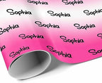 MyPupSocks Personalized Logo Wrapping Paper, Gradient Deep Pink And White Custom Gift Wrapping Paper with Name Text for Teens Women Men Mom Dad Birthday Wedding Happy New Year 58x23 5 Rolls - Image 3