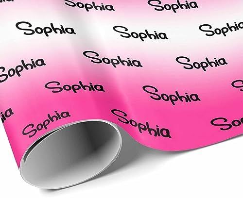 MyPupSocks Personalized Logo Wrapping Paper, Gradient Deep Pink And White Custom Gift Wrapping Paper with Name Text for Teens Women Men Mom Dad Birthday Wedding Happy New Year 58x23 5 Rolls - Image 3