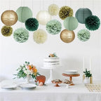 2/5sets Sage Green Tissue Paper Pom Poms Red Christmas Flowers Birthday Baby Shower Wild Safari Jungle Botanical Greenery(1,5sets) - Image 3