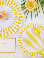 COLOSUS 150PCS White Yellow Plastic Plates, Party Plates and Silverware set - Image 6