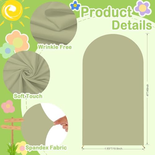 Sage Green Arch Cover Wedding Arch Covers 4FT Arch Backdrop Cover - Image 4