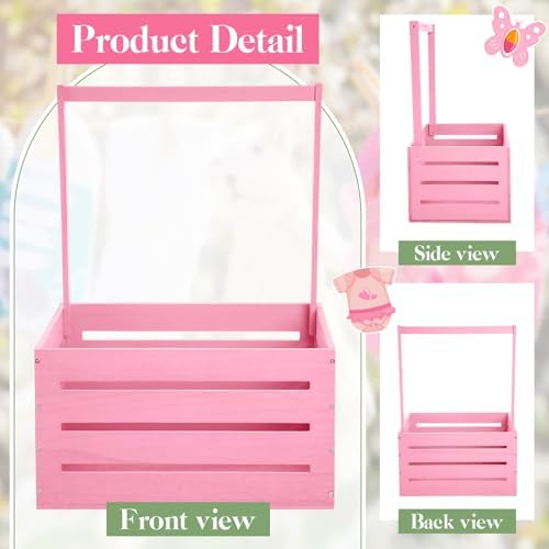Suzile Baby Shower Crate Wooden Closet Baby Basket Gift,Pink - Image 2