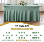 Spandex Tablecloth 6FT Rectangle Table Cover 2 Pcs Dusty Green Wrinkle-Free - Image 6