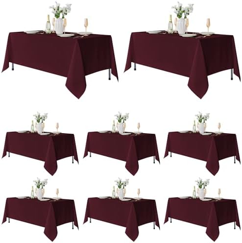 Fitable 8 Pack Burgundy Tablecloths 70x120 Inch for 6-8 Ft Rectangle Tables by Fitable