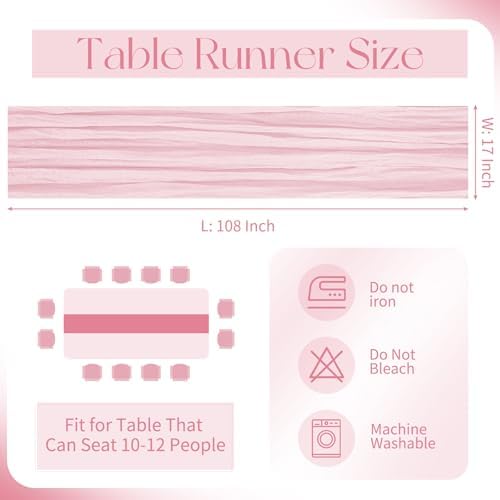 20 Pack Cheesecloth Table Runner - 17x108 Inch Light Pink Boho Gauze Cheese Cloth Table Runners for Baby Bridal Shower Decoration Wedding Party Summer Garden Farmhouse - Image 2