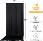 10 Panels 5x12ft Wrinkle Free Black Backdrop Curtains for Parties, Polyester Photo Backdrop Drapes 12 ft Long Back Drop Cloth for Wedding Birthday Photography Background, 50ftx12ft - Image 5