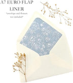 A7 Euro Flap Envelope Liners for A7 5x7 Insert, 50 Pack, Wedding Invitaion (Blue Silver Foil Floral) - Image 4