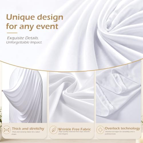 7.2FT White Arch Cover - Stretchy Fitted Arch Backdrop Cover for Round Top Chiara Backdrop Stand for Wedding Baby Shower Birthday Party Bridal Shower Decorations - Image 6