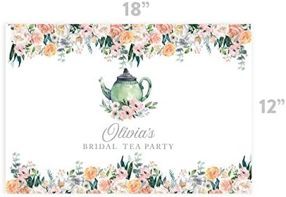 Andaz Press Custom Personalized Disposable Paper Placemats, 12 x 18 Inch, Set of 25, Bridal Tea Party Custom Coral and Peach Floral, Tableware, Dining, Tabletop, Table Setting for Bridal Shower - Image 3