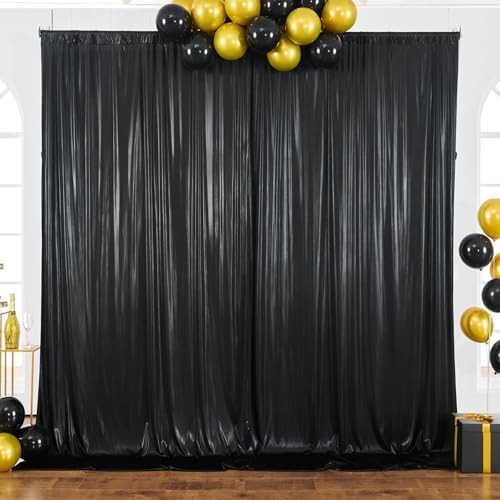 20x10ft Black Backdrop Curtains Wedding Party Glitter Sequin Curtain Backdrop Fabric Shimmer Drapes Backdrop Bridal Baby Shower Birthday Christmas Photoshoot Background Photography 5x10FT，4 Panels by LittleFunny