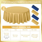 Buryeah 12 Pcs Navy Blue and Gold Round Plastic Tablecloth 84 Inch - Image 2