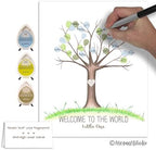 Boy's Baby Shower Fingerprint Tree Set Guestbook Alternative, 11x14 Inches - Image 5