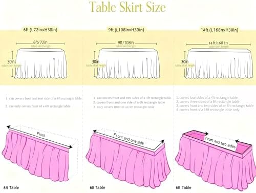 Mermaid Tulle Table Skirt Blue Pink Purple Striped Table Skirts for Rectangle Tables Frozen Baby Shower Mermaid Birthday Parties Decoration 9ft - Image 3