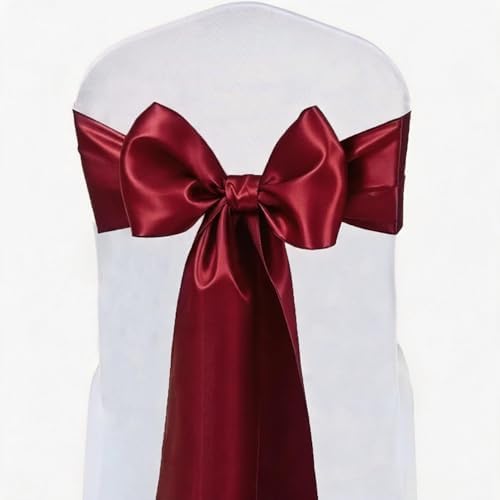 Satin Chair Sashes Bows 50 Pack Universal Polyester Chair Ribbons for Wedding Anniversary Retirement Party Birthday Engagement Banquet Graduation Outdoor Events Decor (Burgundy, 50 pcs) - Image 2