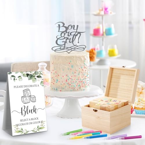 Marsui 136 Pcs Baby Shower Blocks to Decorate Game Kit, Leaf - Image 5