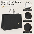 GSSUSA Black Paper Bags with Handles, Large Shopping Bags 16x6x12, 100 Pack - Image 4