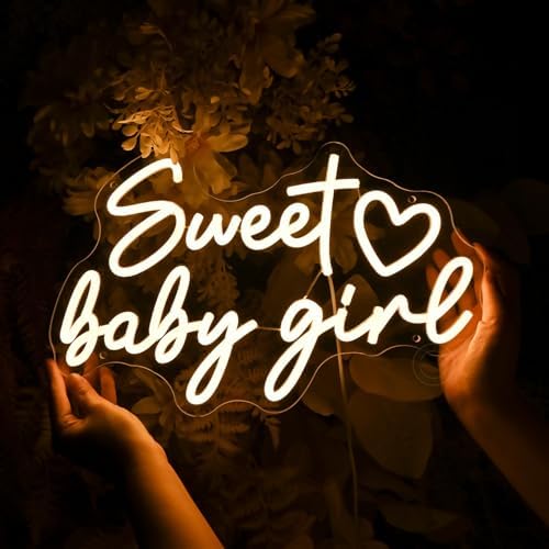 Britrio Sweet Baby Girl Neon Sign Baby Shower 1st Birthday Party Backdrop - Image 6