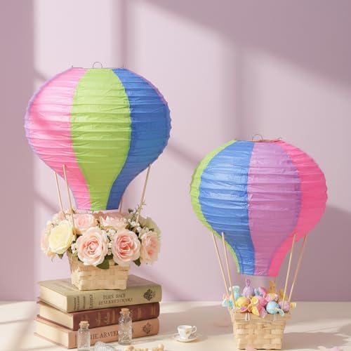 Meooeck 8 Sets Rainbow Colors Hot Air Balloon Table Centerpieces Decor - Image 5