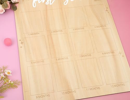 Wood First Year Monthly Photo Board for Girls - Bow Theme Birthday Decorations, My First Year Milestone Board, 12 Months Photo Display, Ribbon Bow Party Decor - Image 6
