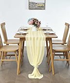 Pufogu 5 Pack 10Ft Light Yellow Chiffon Table Runner Sheer 29x120 Inch - Image 4