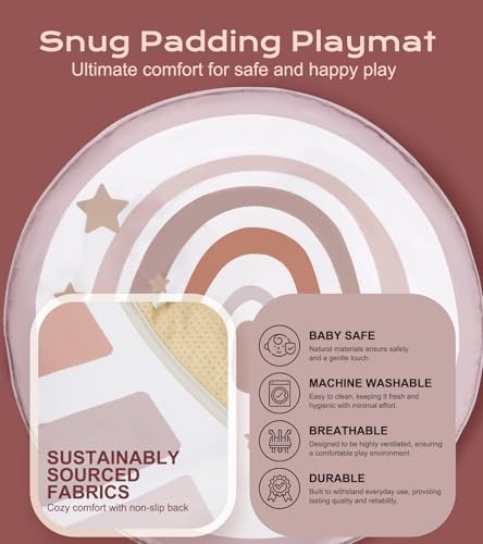 Baby Play Gym Mat, Tummy Time Activity Mat with 7 Detachable Toys and 12 Milestone Cards for Stage-Based Sensory and Motor Skill Development, Washable Play Mats for Infant, Newborn Baby Essentials - Image 4