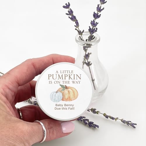 A Little Pumpkin is on the Way, Fall Baby Shower Favors, Unique Baby Shower Favors, Personalized Candles, Custom Candles, 2 oz Candle Favors (Set of 10) (White Tin) - Image 2