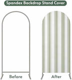 Strip Spandex Arch Backdrop Cover 6.6FT for Balloon Garland Rustic Farmhouse Strip Green Double-Sided Chiara Backdrop Stand Cover Elastic Fitted Fabric Background for Birthday Party Baby Shower Decor - Image 4