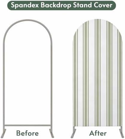 Strip Spandex Arch Backdrop Cover for Balloon Garland, Rustic Farmhouse Strip Green Double-Sided Chiara Backdrop Stand Cover, Elastic Background for Birthday Party, Baby Shower Decor 6.6FT - Image 6