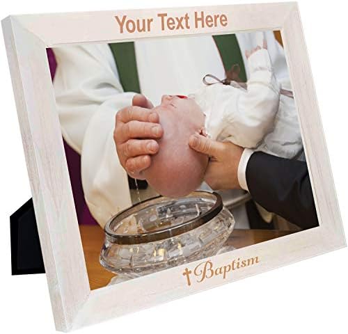 PersonalizationStreet - Religion Occasions: Baptism Personalized 5" x 7" Horizontal Whitewash Wood Photo Frame with Free Custom Engraving, Shipping and Photo Print of Your Special Photograph by PersonalizationStreet%C2%AE