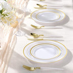 Goodluck 300PCS White Gold Plastic Silverware Set for 100 Guests - Image 6