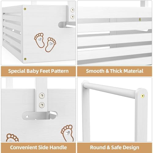 BAMBOOHOMIE Baby Shower Crate Closet, Baby Baskets with Hangers Handle, Baby Crate Box for Baby Shower, Welcome Gift Basket for Newborn Baby, Pregnancy Gift for New Parents (White, Large Size) - Image 2