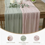 Cheesecloth Table Runner 6 Pack Sage Green and Dusty Pink, Boho Gauze Table Runner 10Ft 120 Inches Long for Wedding Decor, Party & Home Table Decoration - Image 6
