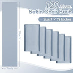 fani 120 PCS Satin Chair Sashes, 7x78 Inch, Dusty Blue - Image 2