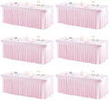 6 Packs Pink Table Clothes for 6 Foot Rectangle Tables, One-Piece Wrinkle Resistant Stretch Spandex Table Covers with Skirt for Event Banquet Wedding Birthday Party by PartyTalk