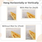 FLYJOE 27x40 Metal Picture Frame For Wall With Mat For 24x36, 27''x40'' Aluminum Photo Frames With Tempered Glass For Home Decor, Minimalist Modern Poster Frame Horizontal And Vertical Formats, Gold - Image 3