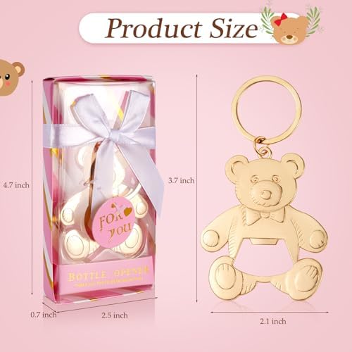 package of 24 Bear shower bottle openers, Baby shower bottle openers, baby shower gifts, gifts for guests（pink） - Image 2