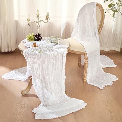 12 Pack White Cheesecloth Table Runner Boho Gauze Wedding Decor - Image 3