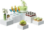 6 Pcs White Acrylic Boxes for Display as Buffet Risers and Stands, Food Risers for Party, Table, Stands, including 10", 9", 8.5", 8", 7.5", 6.8", (Large, 6Pcs, White) by OKBHTS