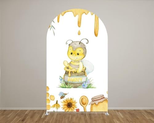 Cute Bee Theme Arch Stretchy Fabric Covers Honey Honeypot Arched Cover for Birthday Party Baby Shower Decoration Banner(Only Cover) - Image 2