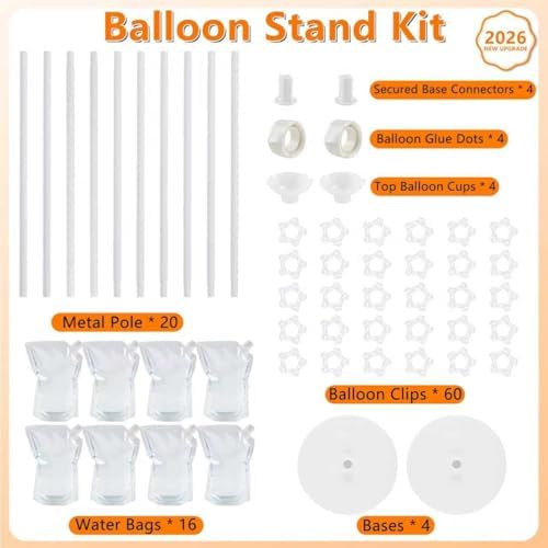Balloon Column Stand Set of 4, Adjustable Balloon Tower Pillar Kit for Wedding Decorations, Reusable Metal Balloon Stand with Floor Base for Party and Graduation Events - Image 6