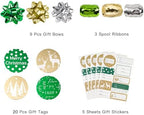 WRAPAHOLIC Green Christmas Wrapping Paper Set - Green and Gold Metallic Foil Shine Christmas Wrapping Paper Bundle with Gift Bow & Ribbon & Tag & Sticker - Image 6