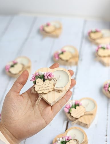 50 Piece Wooden Candle Holders, Baby Shower Favors for Guests, Baptism Candle Favors,Baby Shower Return Gifts for Guests .(Pink) - Image 6